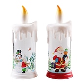 economico Luci regalo di Natale-Candela di Natale Senza Fiamma LED Candele a Colonna Lampade per Natale con Decalcomania di Babbo Natale per Decorazioni di Natale a Casa.
