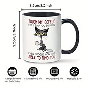 levne Šálky a hrnečky-1ks roztomilý nešťastný kočičí hrnek, dotkni se mého hrnku na kávu, plácnu tě tak tvrdě hrnek, kočičí nápoj hrnek na kávu dárek pro přítele, sestru, kočičí mámu, pijáka kávy, keramickou majitelku