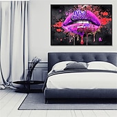 olcso Portré nyomatok-csókolj meg graffiti ajkak pop art vászon festmény absztrakt szerelmes poszter és faliképek nyomtatása nappali lakberendezéshez