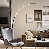 זול מנורת רצפה לד-led arc מנורת רצפה מודרנית מינימליסטית פסנתר מנורת רצפה ניתנת לעמעום מנורת רצפה מעוקלת עיצוב חצי עיגול שולחן לילה מנורות קריאה עם שלט רחוק
