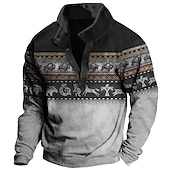 tanie Męskie bluzy 3D-Męskie Graficzny Zwierzę Kowboj Bluzy Bluza dresowa Długi rękaw Podkoszulek Kołnierz stawiany Etniczne Vintage Retro zachodni kowboj Druk 3D Urlop Sporty na świeżym powietrzu Święto Nadruk Wiosna i