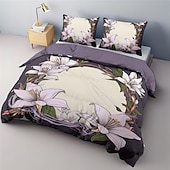 abordables diseño exclusivo-Juego de funda nórdica 100% algodón, juego de edredón con estampado floral, juegos de cama con funda de edredón estampada con funda de almohada tipo sobre, decoración de habitación, funda nórdica