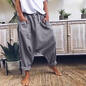 cheap Wide Leg &amp; High Waisted-Women&#039;s Fashion Streetwear Chinos Harem Pants Side Pockets Baggy Elastic Drawstring Design Full Length Pants Casual Weekend Micro-elastic Plain Linen / Cotton Blend Comfort Mid Waist Loose Blue Gray