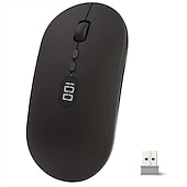 cheap Mice-Wireless Lightweight Mouse With Battery Display Screen 2.4G Slim Portable Wireless Mice For Laptop Rechargeable Cordless Silent Click Computer Mouse Up To 1600 DPI For PC Mac Macbook Office