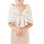 abordables Étole en fourrrure-Châles en Fourrure Châles Etoles de Femme Elégant Garder au chaud Sans Manches Térylène Boléros de Mariage Avec Plumes / Fourrure Pour Mariage Automne hiver