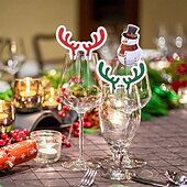 preiswerte Weihnachtsküche-10 Stück Weihnachts-Weinglas-Papierkarten-Weinzubehör für Barzubehör-Partydekoration