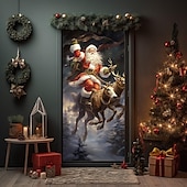 cheap Christmas Door Covers-Christmas Door Decorations Santa Reindeer Door Covers Door Tapestry Door Curtain Decoration Xmas Backdrop Door Banner for Front Door Holiday Party Decor Supplies