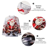 levne Santa Claus oblečení-Vánoce Pánské Grafika Ježíšek Tričko Dlouhý rukáv tričko 3D tisk Tričkový Košile Módní Designové Na běžné nošení Outdoorové sporty Dovolená Jdeme ven Námořnická modř Trávová zelená Khaki Jaro &amp; podzim