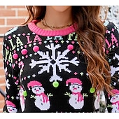 billiga Fula jultröjor-Anime Biskop Ful jultröja Pullover Jumper Snögubbe Rolig för Dam Vuxna 3D-utskrift för Jul Karnival Nyår Fest Ledigt / vardag