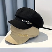 abordables Chapeaux-Bérets élégants en relief, casquette de béret classique de couleur unie de style britannique, chapeaux de journal respirants pour femmes, automne &amp; hiver