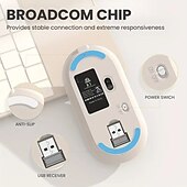 cheap Mice-Wireless Lightweight Mouse With Battery Display Screen 2.4G Slim Portable Wireless Mice For Laptop Rechargeable Cordless Silent Click Computer Mouse Up To 1600 DPI For PC Mac Macbook Office