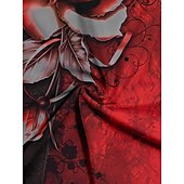 cheap Floral tee-Women&#039;s Plus Size Lace Shirt Going Out Tops Eyelet top Elegant Vintage Daily Floral Butterfly Lace Print Cold Shoulder Long Sleeve Regular Tops V Neck Off Shoulder Party Going out Club Red