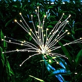 economico Luci paesaggistiche-1 confezione di fuochi d&#039;artificio decorativi natalizi a 8 funzioni ad energia solare, luce da prato montata a pavimento, matrimonio festivo, lampada decorativa impermeabile per esterni di Halloween