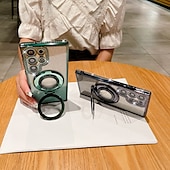 お買い得  サムスン用ケース-電話 ケース 用途 サムスンのギャラクシー S24 S23 Ultra Plus S23 S22 S22 プラス ウルトラ S25ウルトラ バックカバー 磁気吸着ケース スタンド付き ワイヤレス充電をサポート ブリンブリングリッターシャイニー TPU