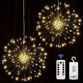 voordelige Batterij String Lights-0,3 m Verlichtingsslingers 200 LEDs EL Warm wit Koel wit Blauw Vuurwerk / Starburst Lights Vakantie Bruiloft Kerst decoratie 5 V