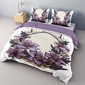 abordables diseño exclusivo-Juego de funda nórdica 100% algodón, juego de edredón con estampado floral, juegos de cama con funda de edredón estampada con funda de almohada tipo sobre, decoración de habitación, funda nórdica