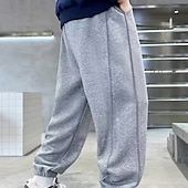 cheap Bottoms-Kids Boys Sweatpants Trousers Pocket Solid Color Keep Warm Comfort Pants School Sports Black Gray
