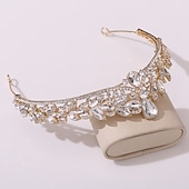 זול אביזרי עיצוב שיער-כתר טיארה רצועות אביזר לשיער אבן נוצצת סגסוגת חתונה קוקטייל פאר אלגנטית עם פרטים מקריסטל כיסוי ראש כיסוי ראש