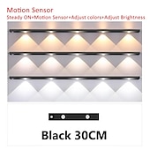 olcso szekrény világítás-1db intelligens led emberi test indukciós lámpa otthoni ultravékony macskaszem hegyi lámpa fekete csík újratölthető három színben állítható gardrób szekrény szoba világítás