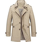 cheap Men&#039;s Trench Coat-Men&#039;s Transition Jacket Trench Coat Outdoor All Seasons Windbreaker Outerwear Clothing Apparel Streetwear Plain Front Pocket Lapel Single Breasted