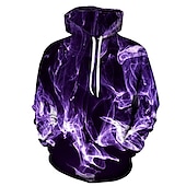 abordables Sweats à capuche pour hommes-Homme Graphic Flamme Sweat à capuche Sweats à Capuche Sweat-shirt Sweat à capuche manche longue Sweat à capuche Capuche basique 3D effet du quotidien Sortie Jaune Rouge Printemps été Designer