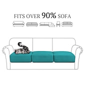 abordables Housse de fauteuil et d&#039;accoudoir de canapé-canapé extensible housse de coussin housse élastique canapé fauteuil causeuse 4 ou 3 places gris uni solide doux durable lavable