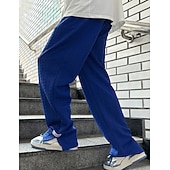 billiga Raka ben-Herr Joggingbyxor Joggare Träningsbyxor med vida ben Ficka Snörning Elastisk midja Slät Komfort Andningsfunktion Utomhus Dagligen Utekväll Mode Ledigt Svart Blå