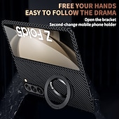 Недорогие Чехлы для Samsung-Чехол для телефона для Samsung Galaxy Z Fold 6 Z Fold 5 Z Fold 4 Z Fold 3 Z Fold 2 Книжка с подставкой Полноразмерная защитная установка Беспроводная зарядка Углеродное волокно