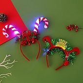 abordables Luces de regalo de Navidad-banda para el cabello con luz LED de Navidad, diadema con muleta brillante, banda para el cabello con copo de nieve de árbol de Navidad, sombreros con luz intermitente de cuerno de ciervo