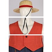 cheap Anime Costumes-One Piece Monkey D. Luffy Anime Cosplay Suits Halloween Carnival Vest Pants Hat For Men&#039;s Women&#039;s Adults&#039;