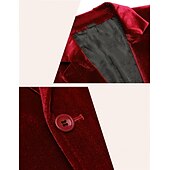 cheap Men&#039;s Blazers-Men&#039;s Velvet Blazer Blazer Business Formal Evening Wedding Party Fashion Casual Spring &amp;  Fall Polyester Plain Pocket Casual / Daily Single Breasted Two-button Blazer Black Red Blue Purple