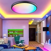 abordables Luces de techo regulables-rgbcw a todo color atenuación inteligente y combinación de colores lámpara de techo del dormitorio 24w wifi aplicación de graffiti lámpara de techo de voz bluetooth se puede programar 2.4g se puede