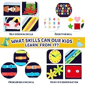 abordables Juguetes educativos-Juguetes Montessori tablero de labores de fieltro bolsa rompecabezas de educación temprana tablero de aprendizaje capacitación Montessori para niños pequeños Materiales de enseñanza Regalo de Navidad
