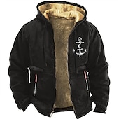 economico Felpe grafiche da uomo-Per uomo Stampe Grafiche Timone Felpe con cappuccio Manica Lunga Felpe Con Cappuccio Quotidiano Casual Vacanza Ferie Autunno &amp; Inverno Nero Marrone Verde militare Abbigliamento progettista S M L XL