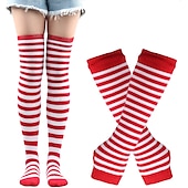 abordables Accesorios-Calcetines hasta rodilla Calcetines de Navidad Mujer Navidad Carnaval Mardi Gras Nochebuena Retro Antiguo Guantes Calcetines