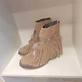 levne Cowboy &amp; Western Boots-dámské boho třásňové kotníkové boty s kouzlem lapače snů, ideální na festivalové nošení i běžné outfity