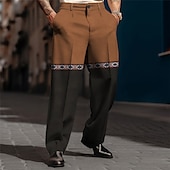 economico Sciolto-Color Block Geometria Vintage Lavoro Per uomo Stampa 3D Pantaloni Esterno Strada Indossalo per lavorare Poliestere Nero Blu marino Marrone S M L Alto Elasticità Pantaloni