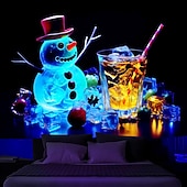 billiga jul gobeläng hängande-juldekorationer blacklight gobeläng uv reaktivt sken i mörkret snögubbe xmas trippy bar dimmigt hängande gobeläng väggkonst väggmålning för vardagsrum sovrum