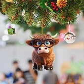 olcso Díszek-10db/set Karácsonyi Fenyőfa Díszek Tehén Függő Dekorációk Cuki Tehén Karácsonyi Dísz 2025 Új 2D Akryl Kézműves Függő Dísz Új Évi Ünnepi Party Kellékek Szoba Függő Dekor