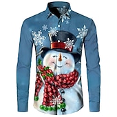 economico Abito da scena natalizia-Babbo Natale Albero di Natale Informale Per uomo Camicia Natale Da tutti i giorni Per uscire Autunno inverno Collo ripiegabile Manica lunga Blu marino scuro, Blu S, M, L Tessuto elasticizzato a 4 vie