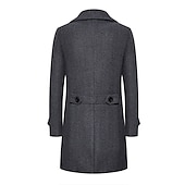 billiga Trenchcoat för män-Herr Vinterkappa Peacoat Trenchcoat Utomhus Dagliga kläder Höst vinter 95% polyester 5% bomull Ytterkläder Kläder Mode Streetwear Slät Kavajslag Dubbelknäppt