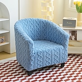 abordables Potah na křeslo a potah na křeslo-Housse de chaise club en polaire housse de chaise tonneau housse de chaise de baignoire extensible douce pour salon et chambre à coucher, protection de fauteuil lavable et amovible, protection de