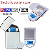 abordables Balances-Mini balance de briquet de poche 50g/100g/200g balances numériques de précision pour bijoux diamant rechargement cuisine 0.01g balance électronique de poids
