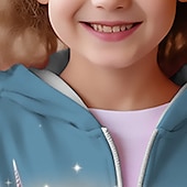 preiswerte Mädchen 3D Cartoon-Mädchen 3D Einhorn Kapuzenshirt Mantel Oberbekleidung Langarm 3D-Druck Herbst Winter Aktiv Modisch Kuschelig kinderkleidung 3-12 Jahre Outdoor Casual Täglich Regular Fit