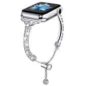 olcso Apple óraszíjak-Ékszer karkötő Kompatibilis valamivel Apple Watch óraszíj 38mm 40mm 41mm 42mm 44mm 45mm 49mm Női Csillogás Bling Diamond ötvözet Csere óraszíj mert iwatch Ultra 2 Series 9 8 7 SE 6 5 4 3 2 1