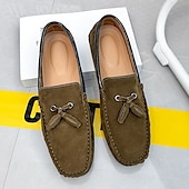 cheap Men&#039;s Slip-ons &amp; Loafers-Men&#039;s Orange and Blue Suede Driving Loafers with Tassel Detail and Non-Slip Rubber Sole - Stylish and Comfortable for Casual and Driving Wear