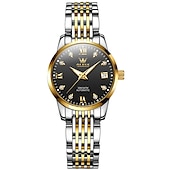 cheap Mechanical Watches-OLEVS 6673 Fashion Business Silver Stainless Steel Women Mechanical Watches Top Brand Luxury Waterproof Automatic Watch