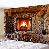 baratos tapeçaria de paisagem-tapeçaria pendurada para lareira de pedra arte de parede grande tapeçaria mural decoração fotografia pano de fundo cobertor cortina casa quarto sala de estar decoração