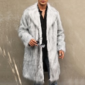 abordables Manteaux &amp; vestes-Homme Manteau d&#039;hiver Veste d&#039;Hiver Manteau en fausse fourrure Extérieur Usage quotidien Chaud Poche Automne Hiver Plein Mode Vêtement de rue Revers Normal Noir Blanche Jaune Marron Gris Claire Veste