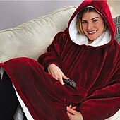 baratos cobertor vestível-Cobertor wearable com capuz, cobertor de moletom com capuz de grandes dimensões para adultos, mulheres, homens, presente, aconchegante e felpudo cobertor com capuz sherpa